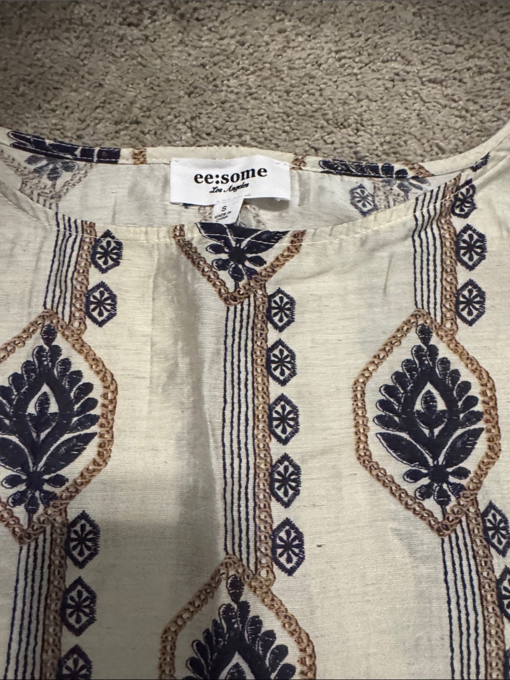 eesome Cream Tunic with Navy and Brown Print - Picture 5 of 5